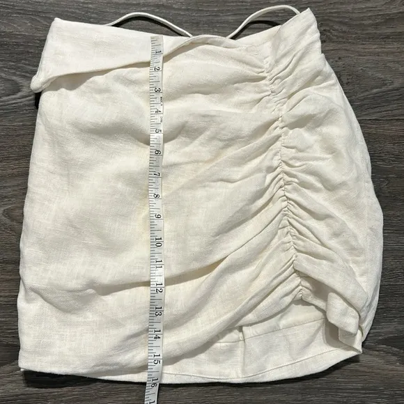 House of CB London Emmy Folded Waist Mini Skirt in Off White Size Small Ruched