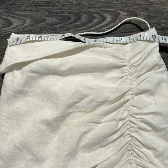 House of CB London Emmy Folded Waist Mini Skirt in Off White Size Small Ruched