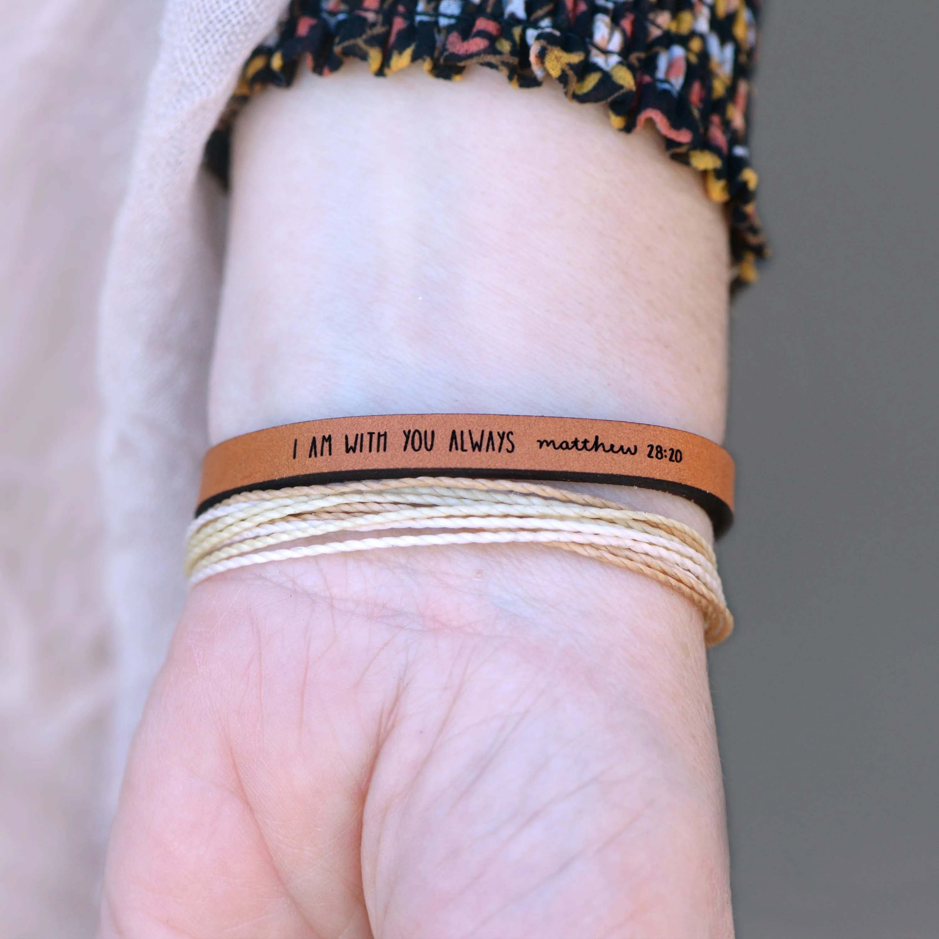 I Am With You Always - Religious Leather Bracelet