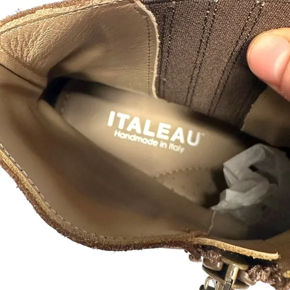 Italeau Womens Brown Suede Almond Toe Ankle Boots Size 41/ 10.5