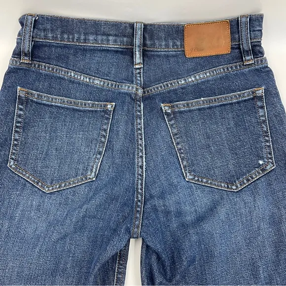 J. Crew EUC 10” Billie Demi Boot Crop in Dark Wash Light Distressing Size 26