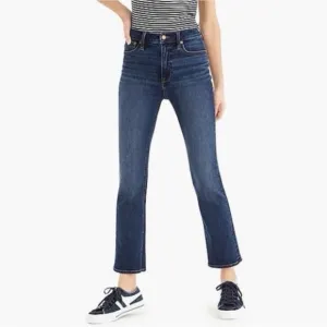J. Crew EUC 10” Billie Demi Boot Crop in Dark Wash Light Distressing Size 26