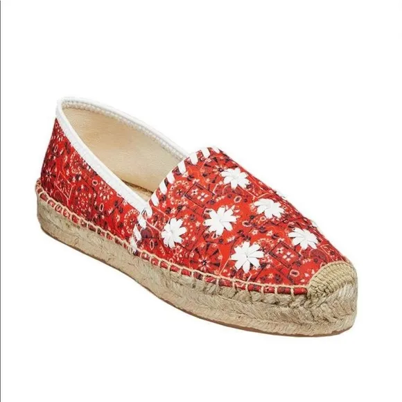JACK ROGERS Red &amp; White Bandana Print Espadrilles - Women’s Sz 6.5 &amp; 7.5 NEW