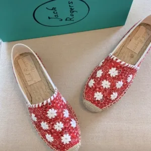 JACK ROGERS Red &amp; White Bandana Print Espadrilles - Women’s Sz 6.5 &amp; 7.5 NEW