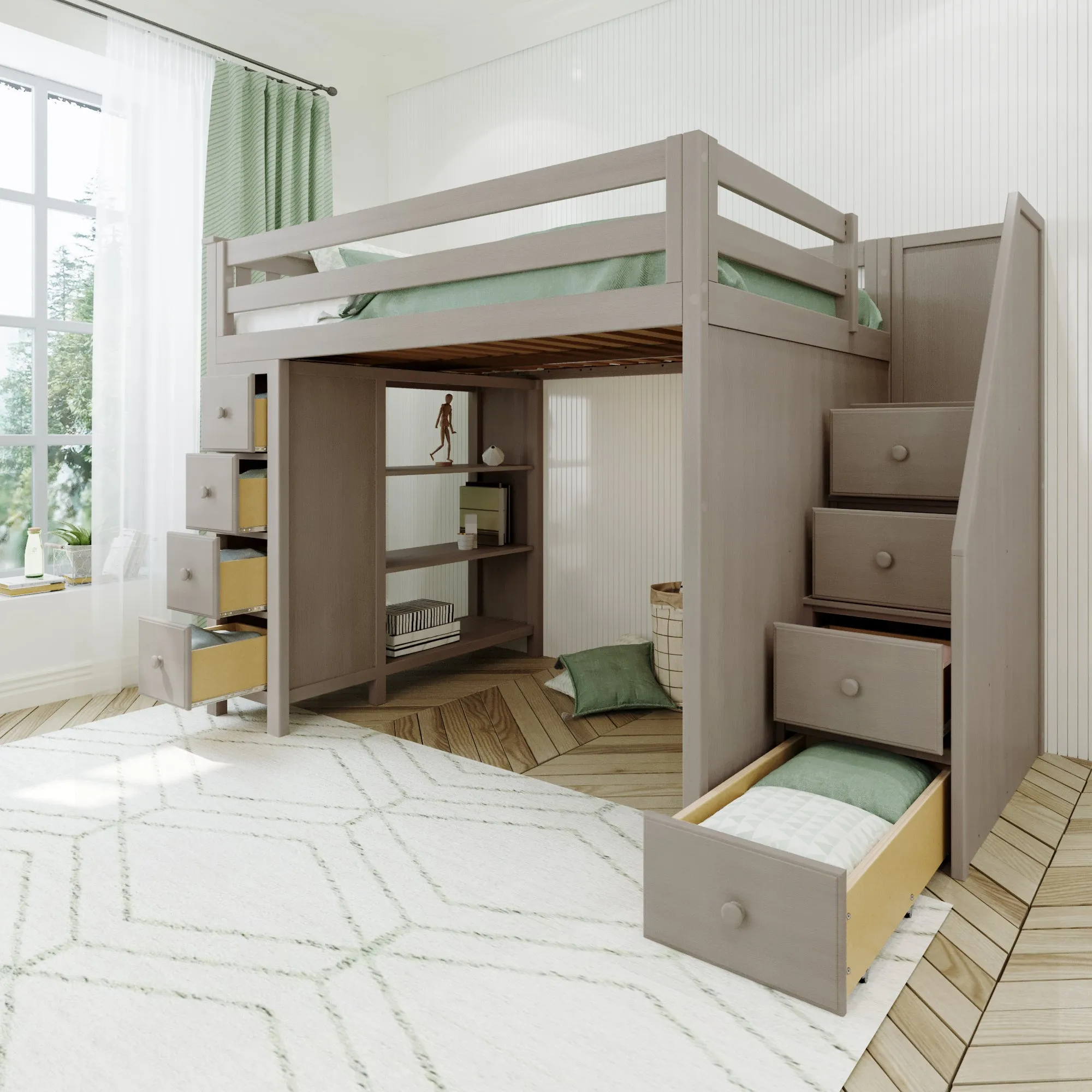 Jackpot Deluxe Cheltenham Full-Size Loft with Staircase   Storage
