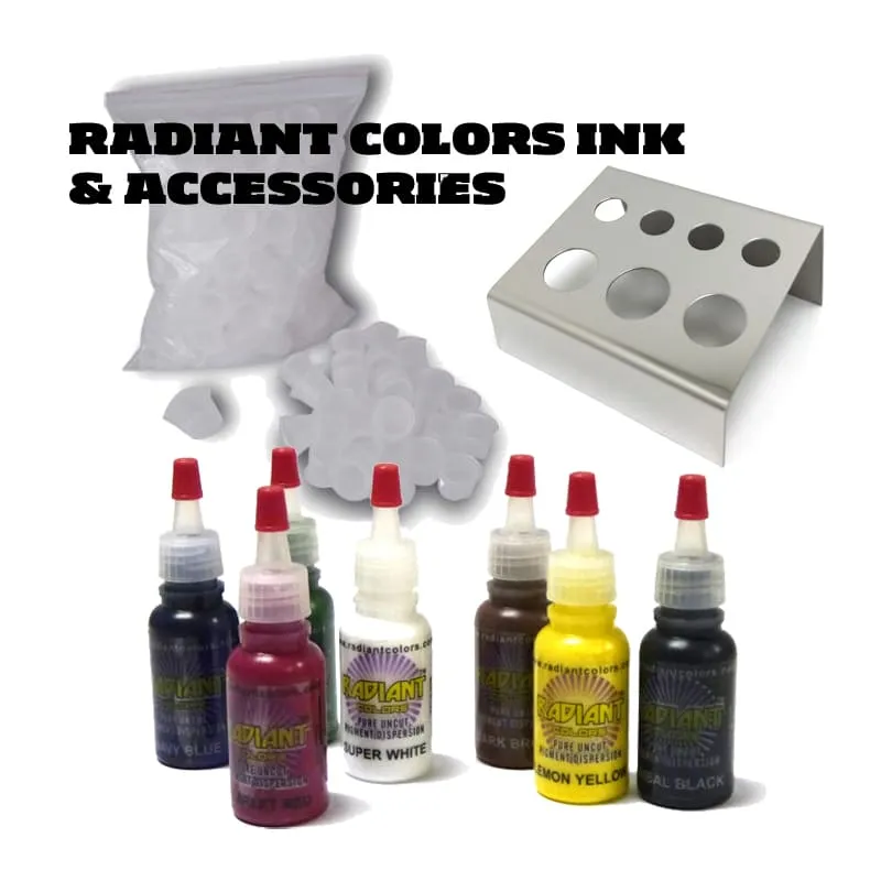 JavelinX Professional Tattoo Pen Kit - 7 Colors Radiant Ink Set