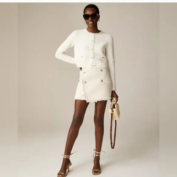 J.Crew Faux-wrap sweater-skirt in fine stretch bouclé CA731