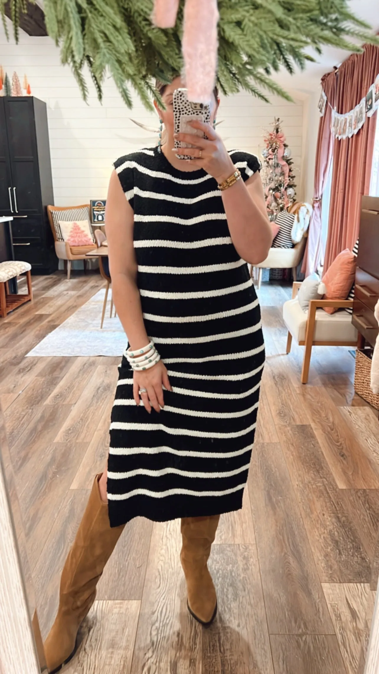 Jersey Girl Knit Dress - Black   White