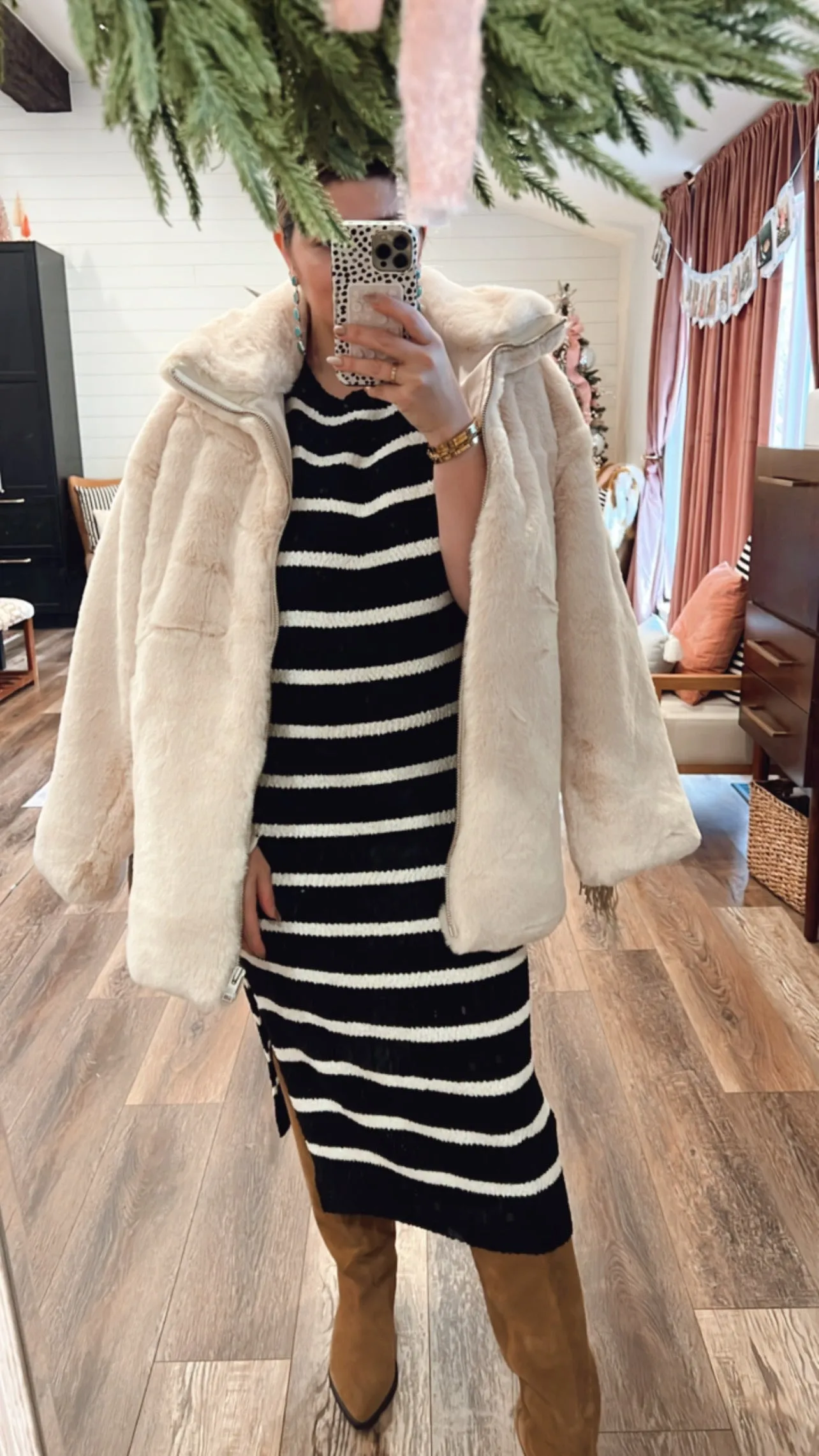 Jersey Girl Knit Dress - Black   White