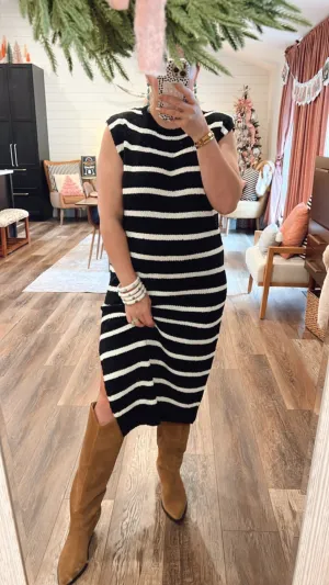 Jersey Girl Knit Dress - Black   White