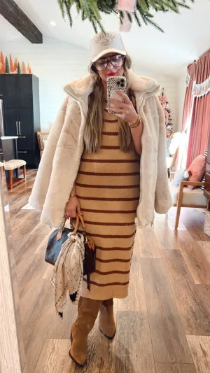 Jersey Girl Knit Dress - Tan   Brown