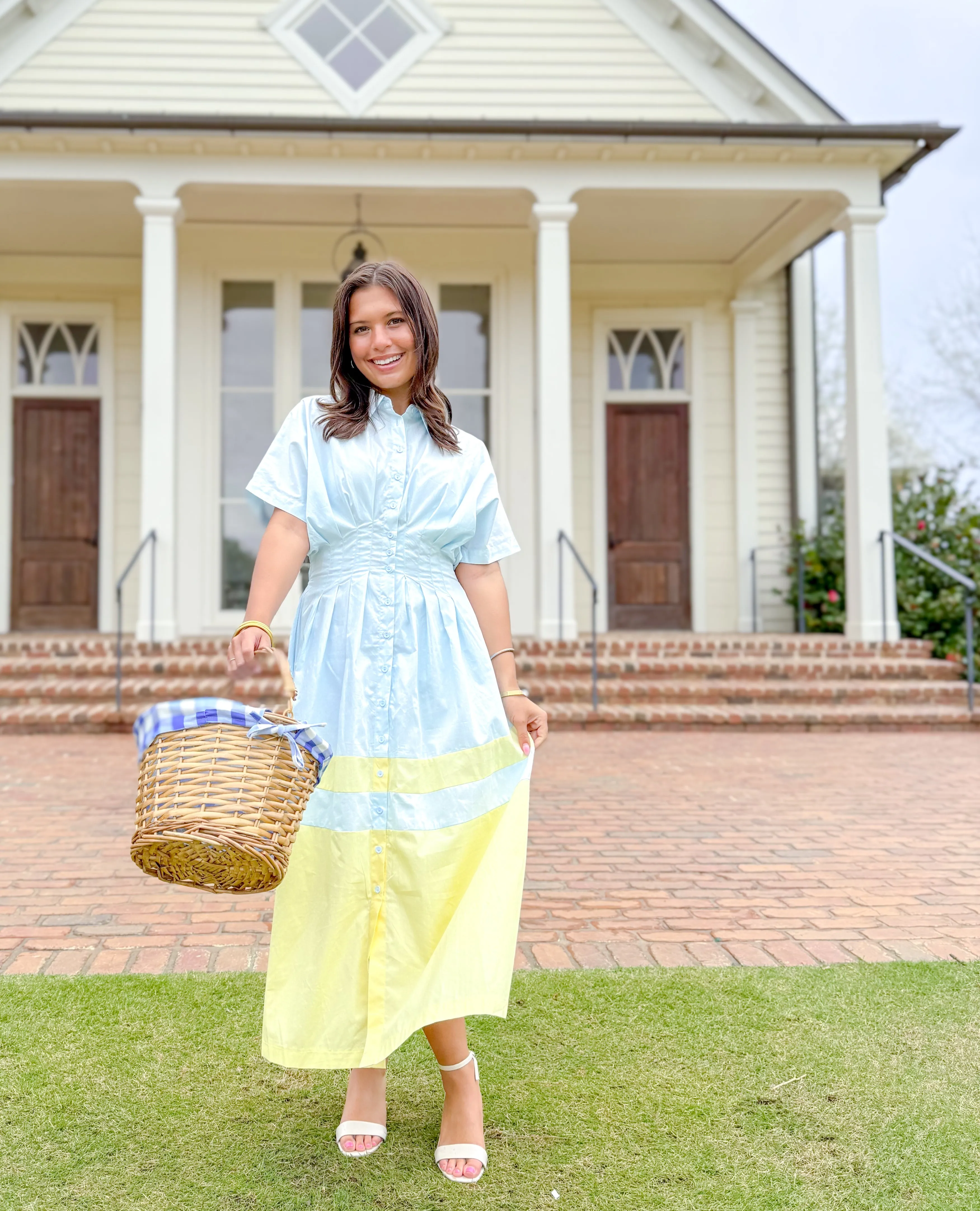 Jess Button Down Pleated Midi Dress