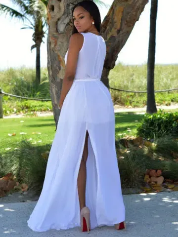 Jolie V-Neck Sleeveless Slit Maxi Dress