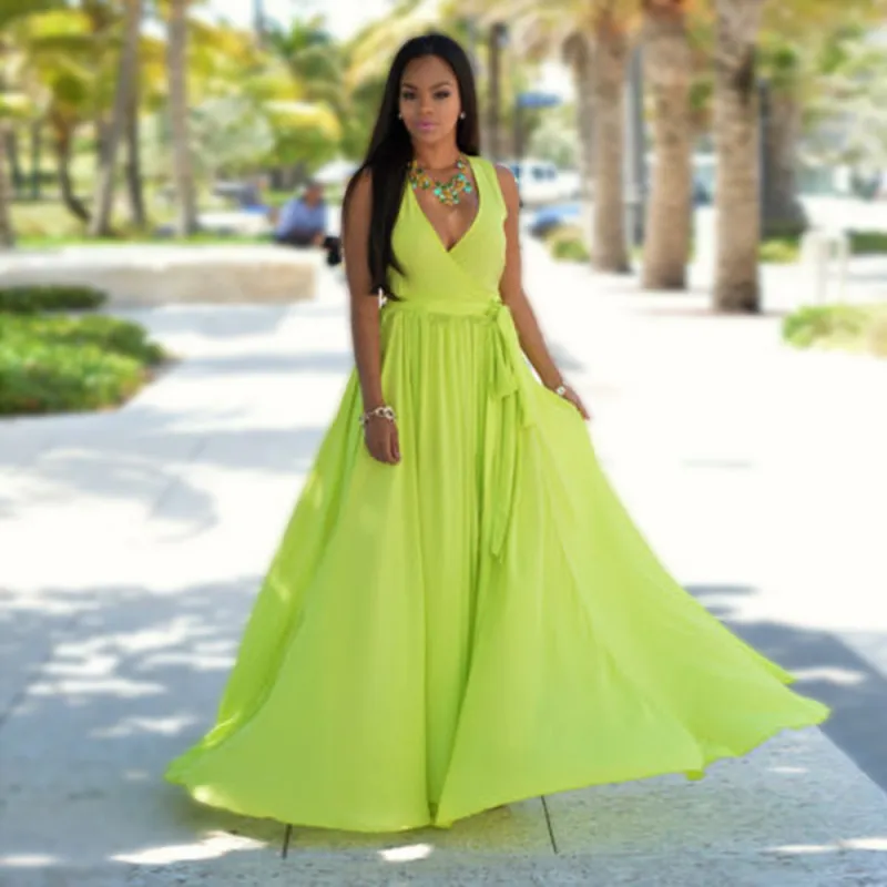 Jolie V-Neck Sleeveless Slit Maxi Dress