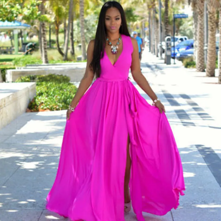 Jolie V-Neck Sleeveless Slit Maxi Dress