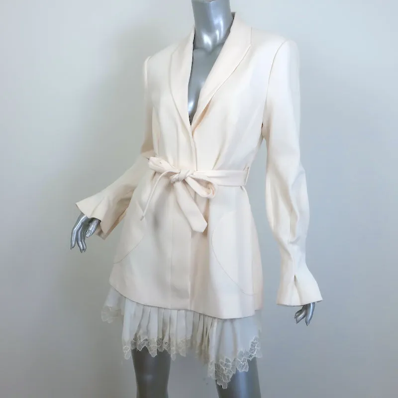 Jonathan Simkhai Victoria Lace-Trimmed Blazer Dress Ivory Stretch Crepe Size 6