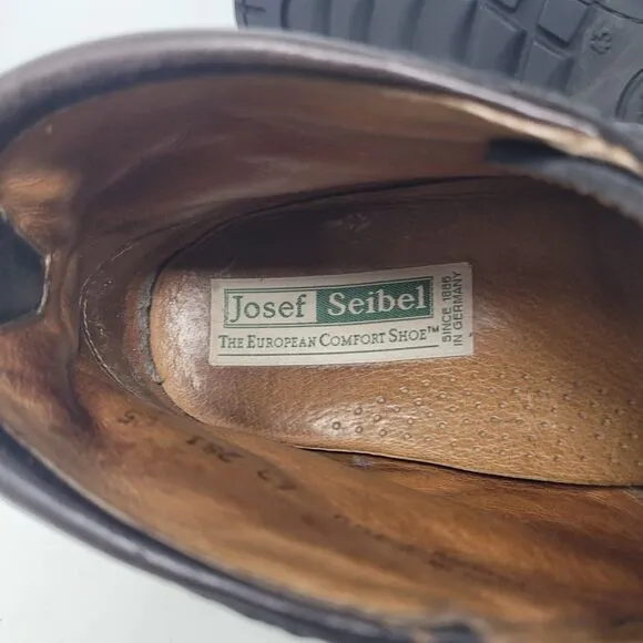 Josef Seibel Leather Ankle Chukka Boots Mens Size 43 (US 9.5-10) Black Lace 98%