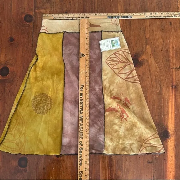 JUDE STUECKER Fiber Art Artsy Knit SKIRT S New Organic Silk Screen Tie Dye Bird﻿