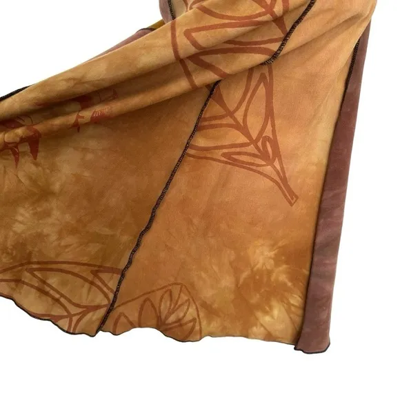 JUDE STUECKER Fiber Art Artsy Knit SKIRT S New Organic Silk Screen Tie Dye Bird﻿