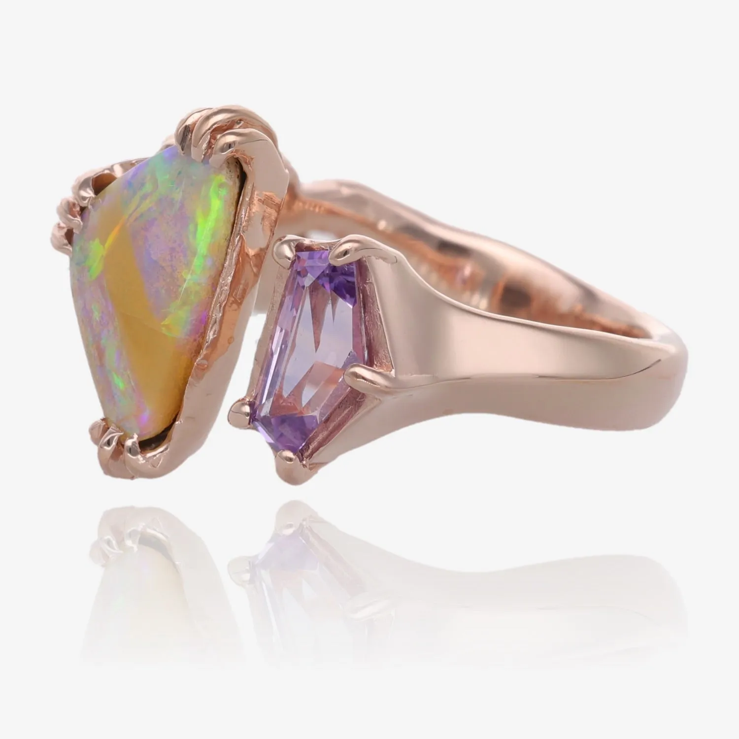 Just Flirting Opal and Sapphire Open Top Rose Gold Ring