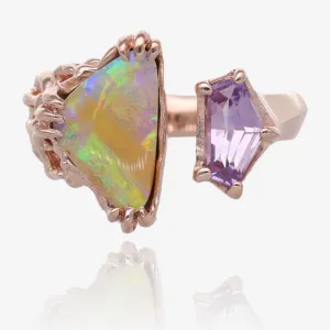 Just Flirting Opal and Sapphire Open Top Rose Gold Ring