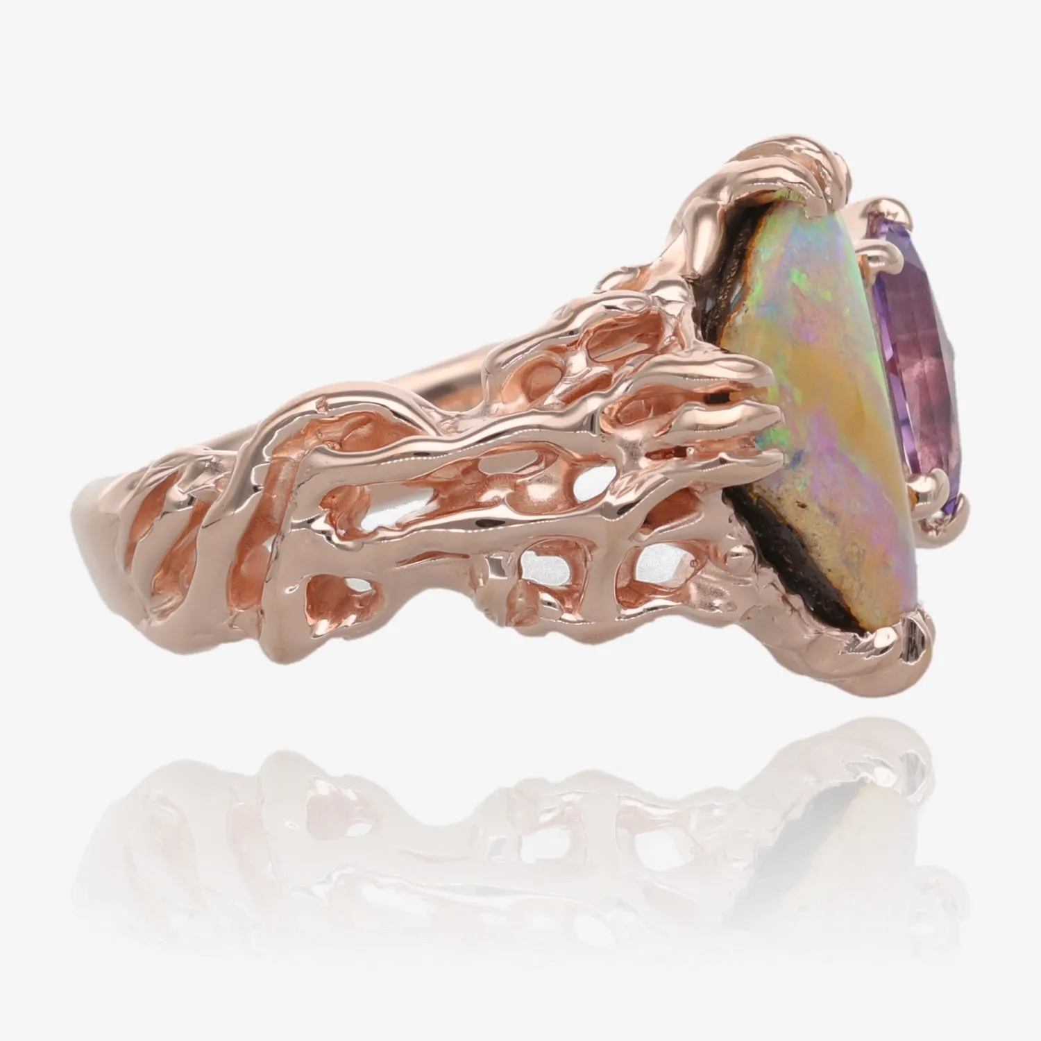 Just Flirting Opal and Sapphire Open Top Rose Gold Ring