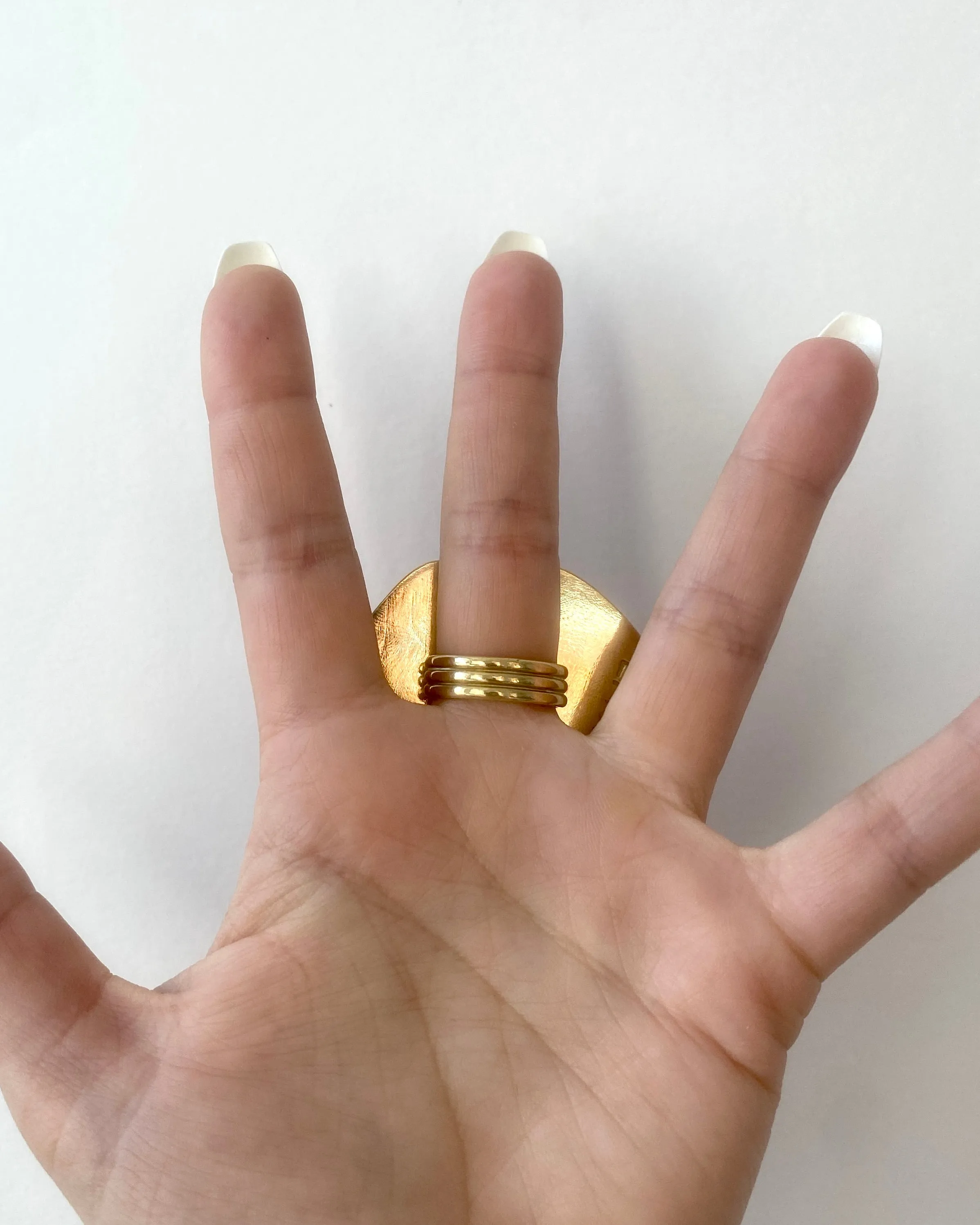 Juxtapose Ring in Abstract Rhodonite