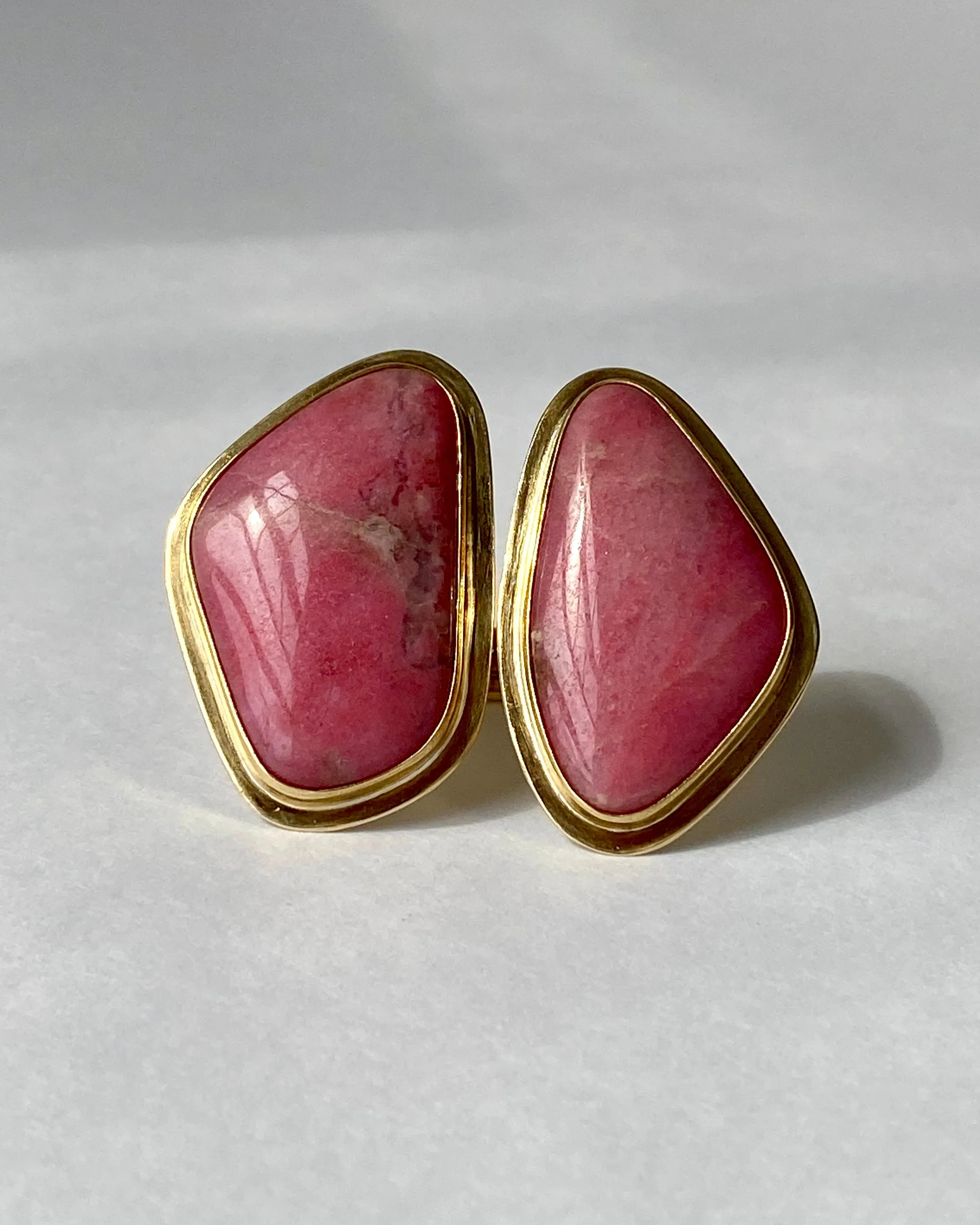 Juxtapose Ring in Abstract Rhodonite