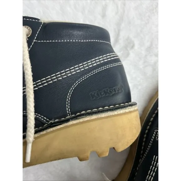 Kickers Kick Hi Boots Youth Size 6.5 Blue Leather Lace Up Shoes