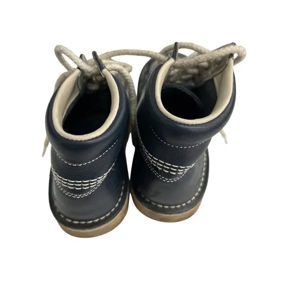 Kickers Kick Hi Boots Youth Size 6.5 Blue Leather Lace Up Shoes