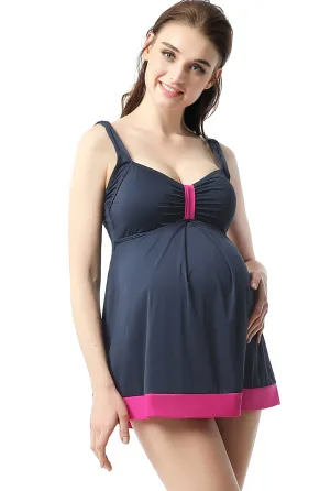 Kimi   Kai Maternity "Jade" Skirted Overlay One Piece Swim Bathing Suit