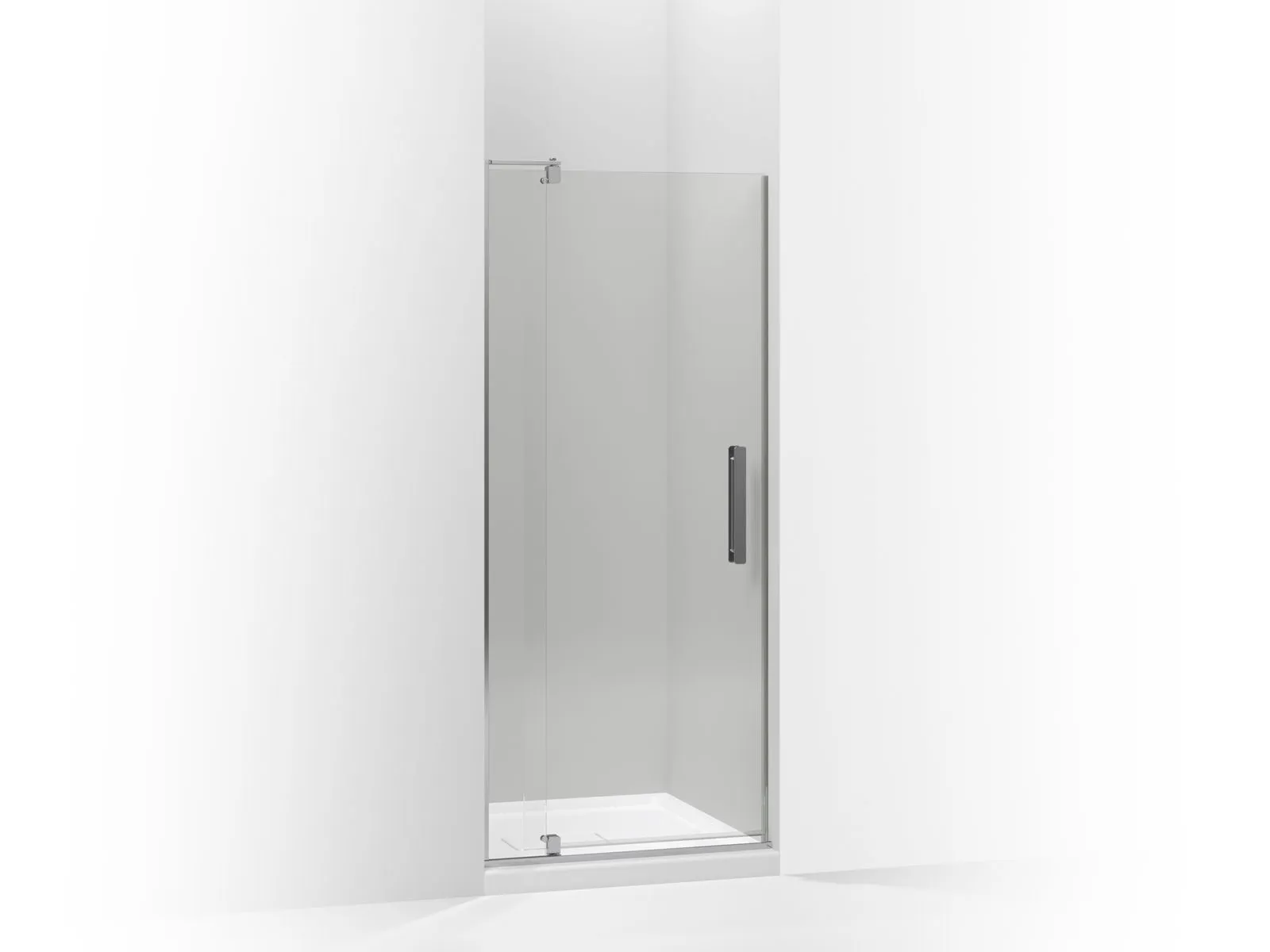 KOHLER K-707506-L Revel Pivot shower door, 74" H x 27-5/16 - 31-1/8" W, with 5/16" thick Crystal Clear glass