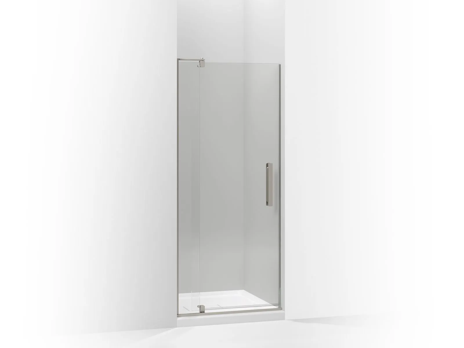 KOHLER K-707506-L Revel Pivot shower door, 74" H x 27-5/16 - 31-1/8" W, with 5/16" thick Crystal Clear glass