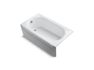 KOHLER K-723-G0 Memoirs 60" x 33-3/4" alcove BubbleMassage air bath with White airjet color finish and left-hand drain