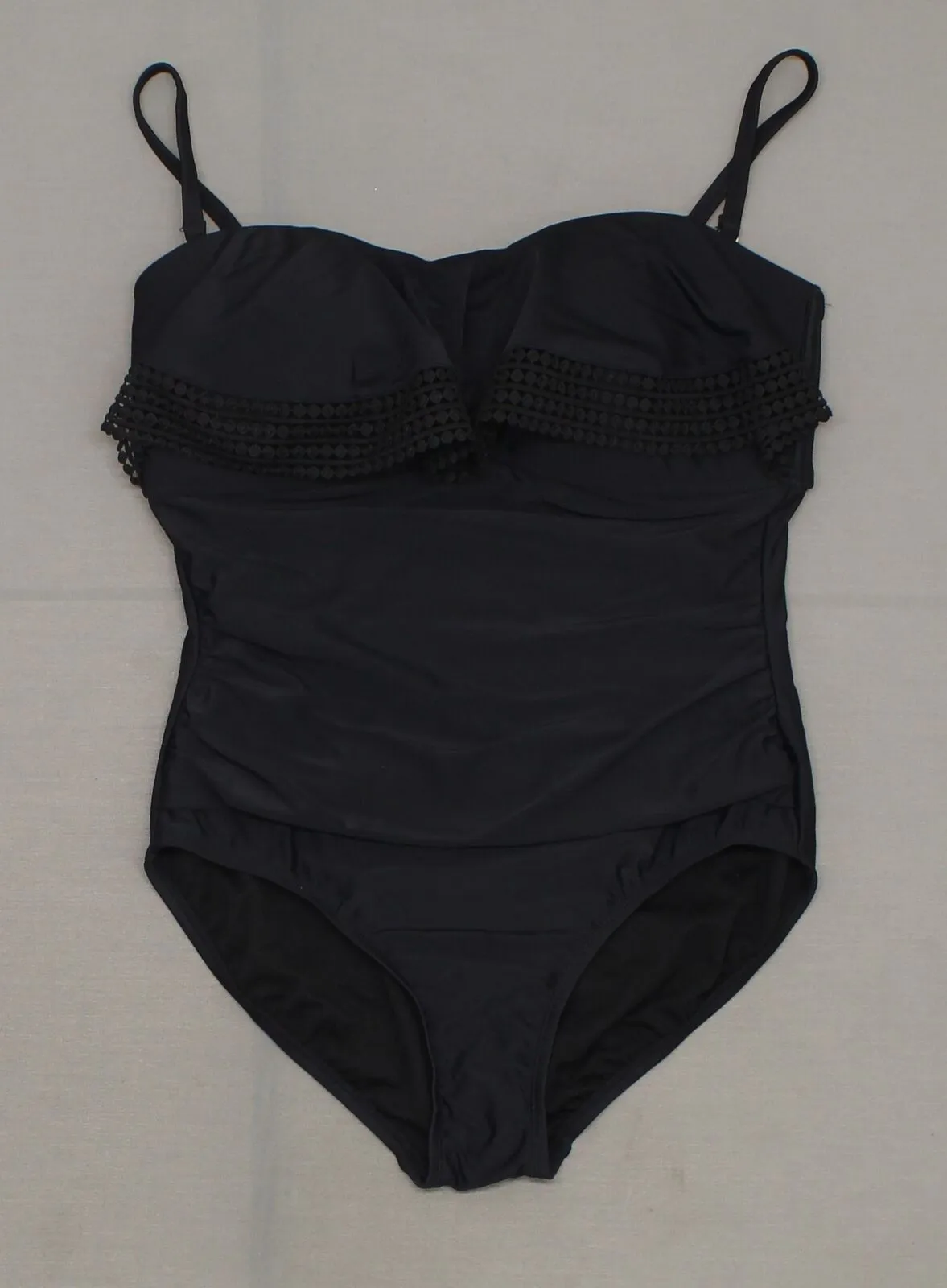 Kona Sol Women's Crochet Flounce Bandeau One Piece Swimsuit