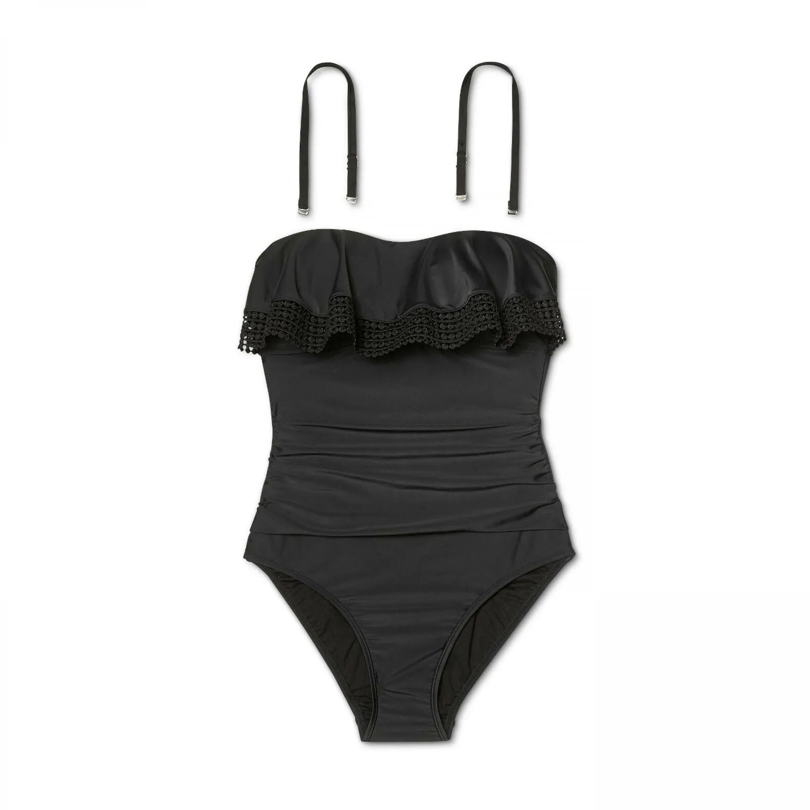 Kona Sol Women's Crochet Flounce Bandeau One Piece Swimsuit