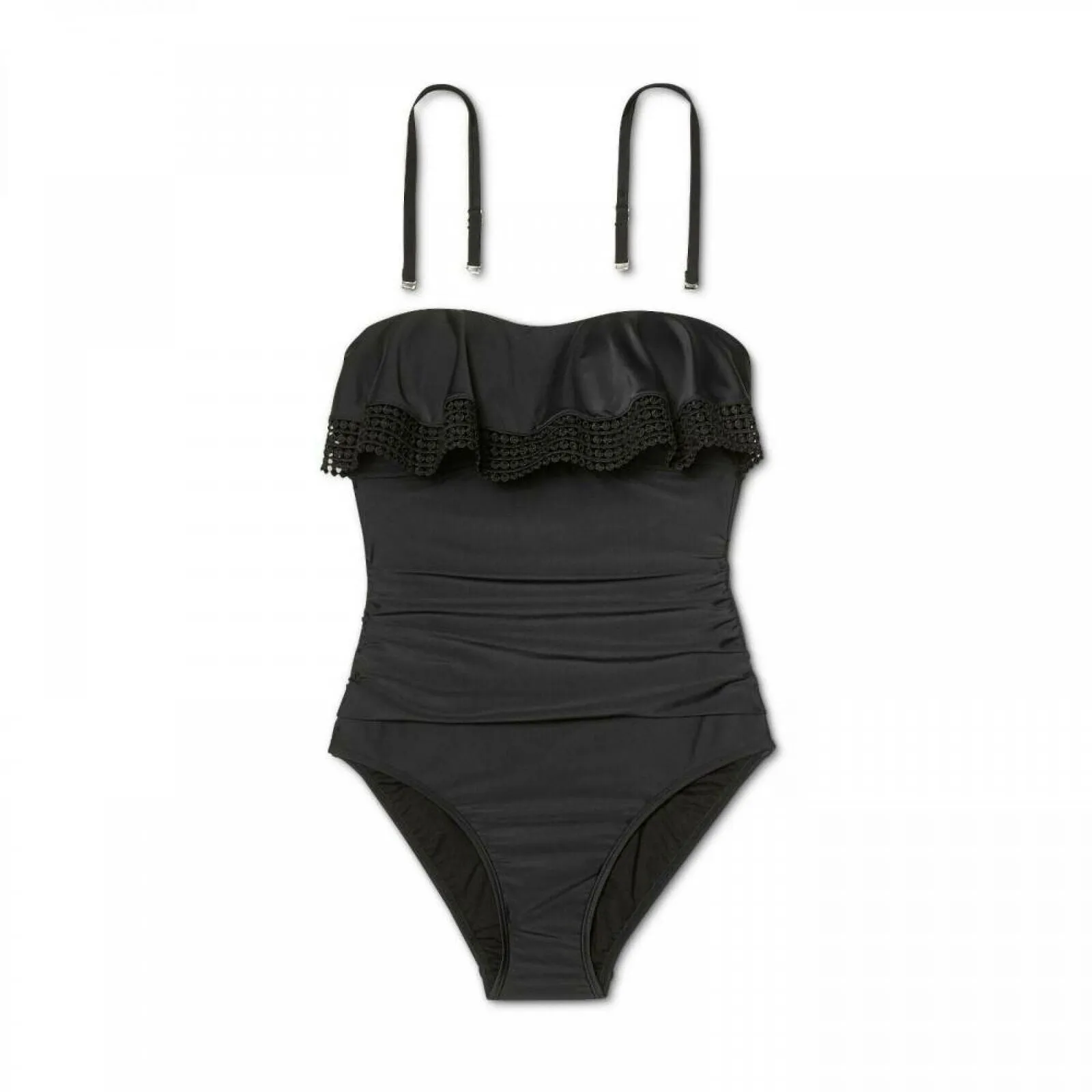 Kona Sol Women's Crochet Flounce Bandeau One Piece Swimsuit