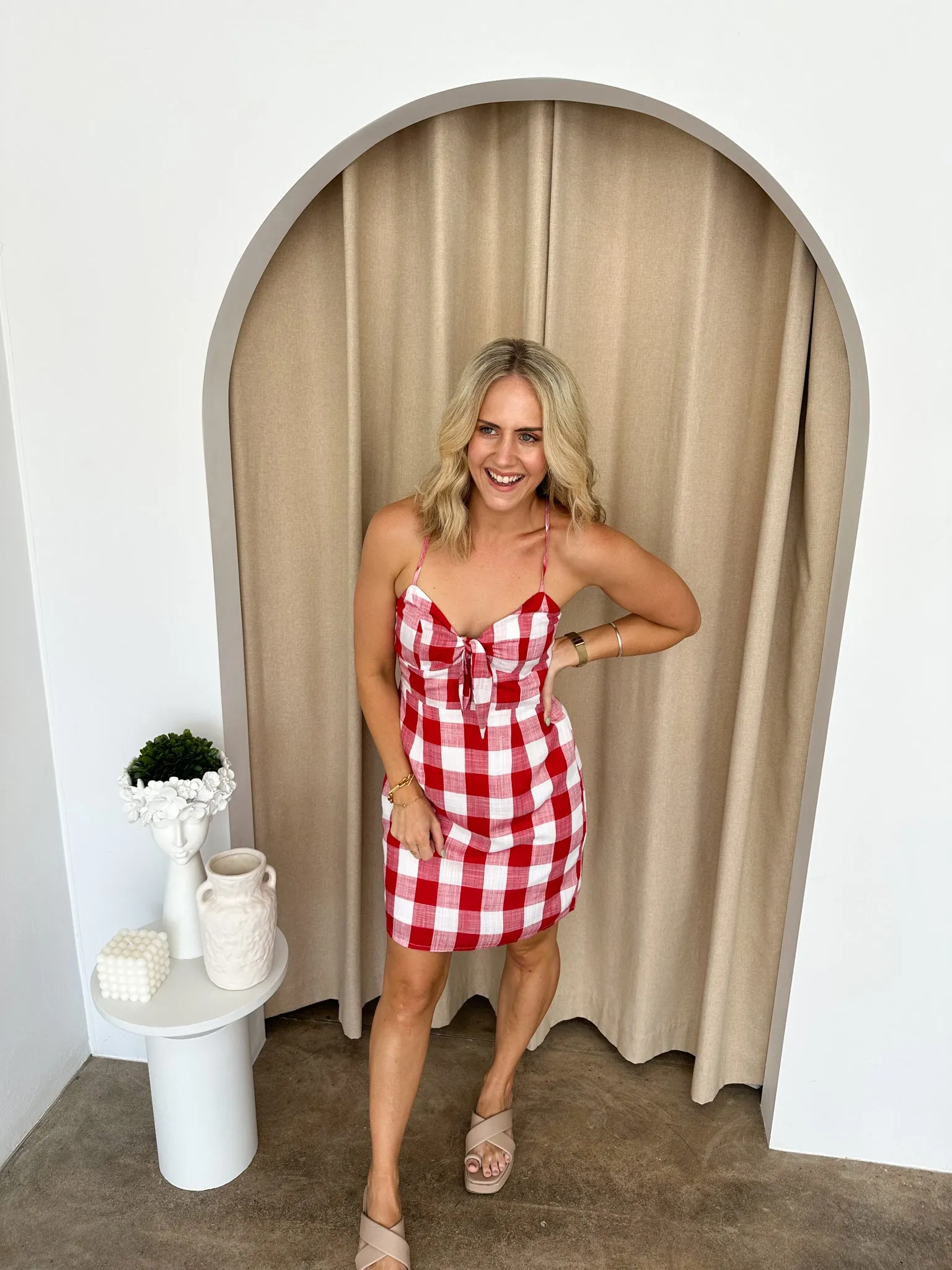 Kylie Dress -Red/white