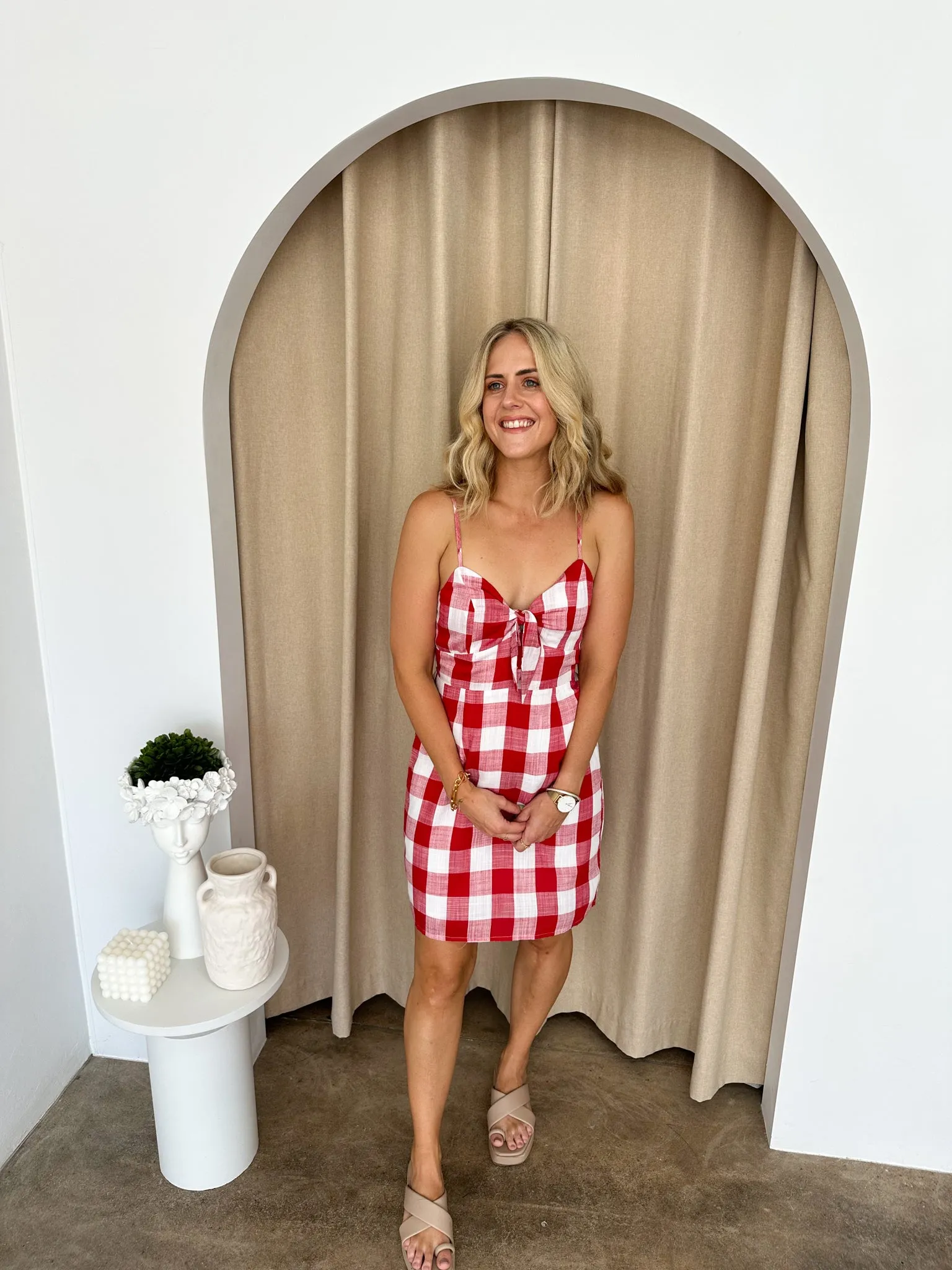 Kylie Dress -Red/white