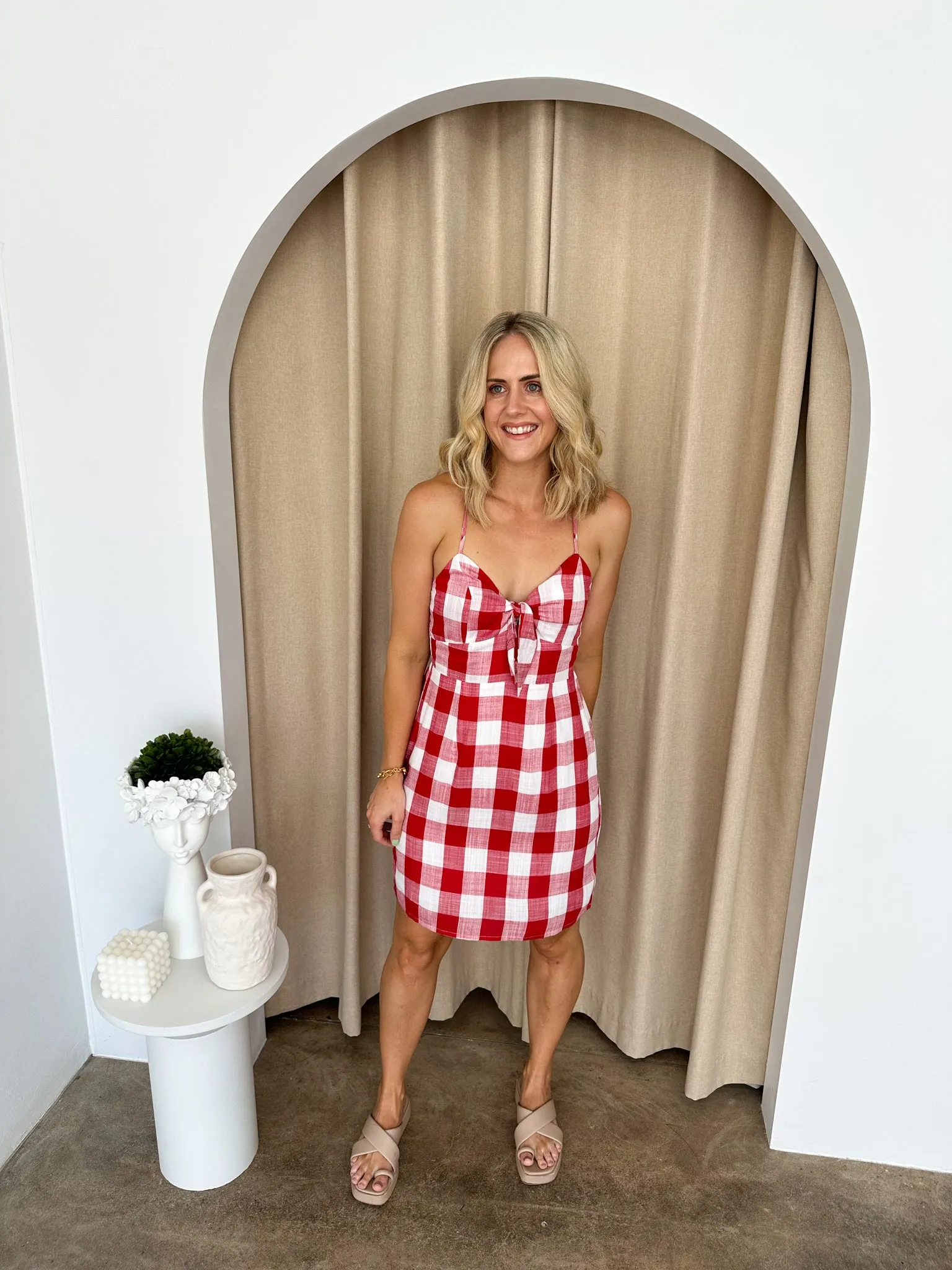 Kylie Dress -Red/white