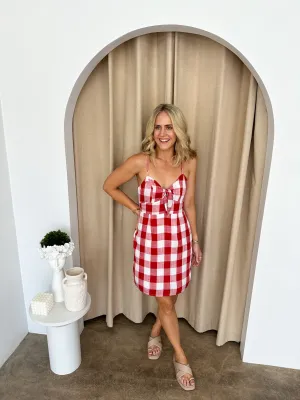 Kylie Dress -Red/white