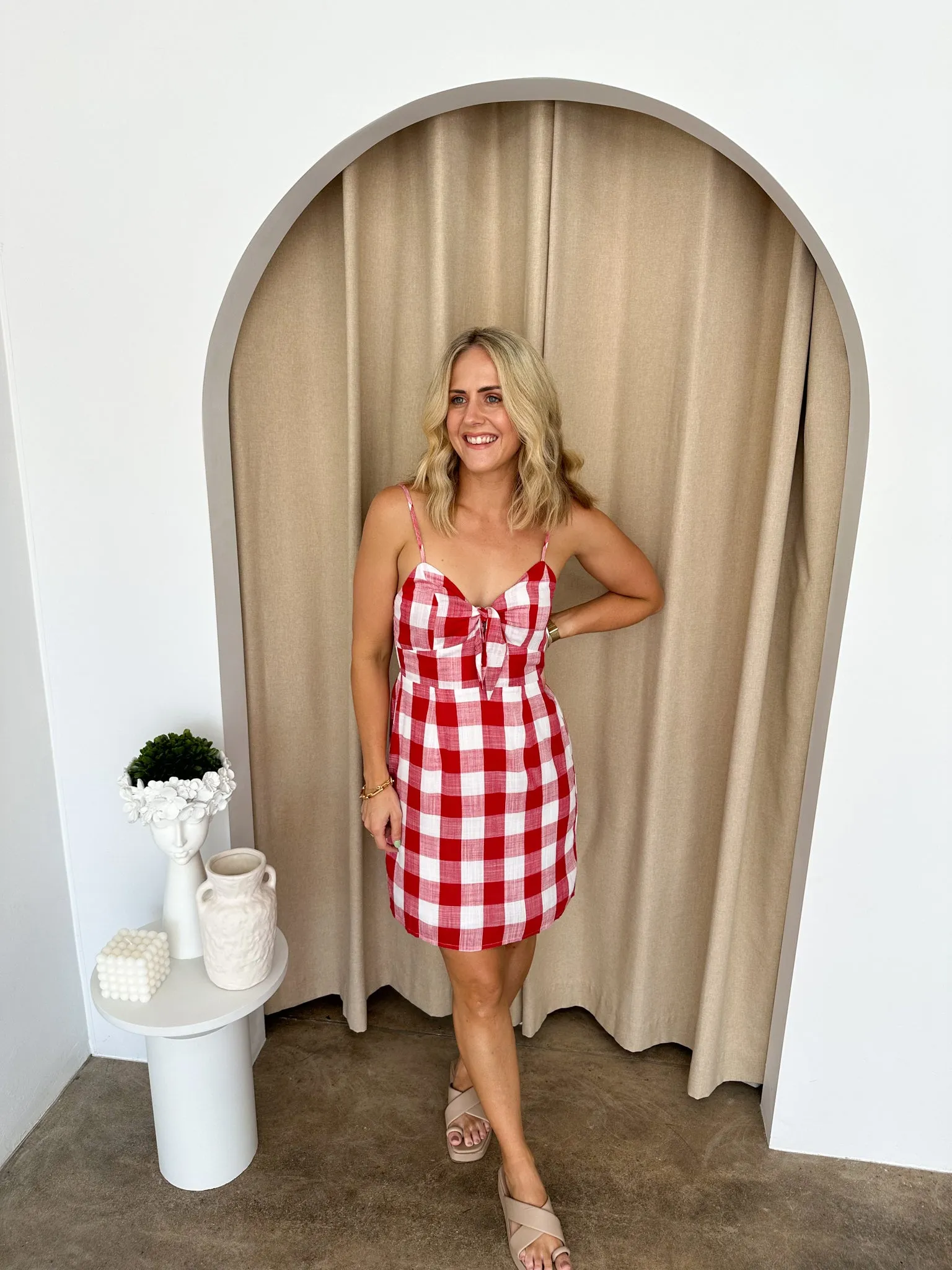 Kylie Dress -Red/white