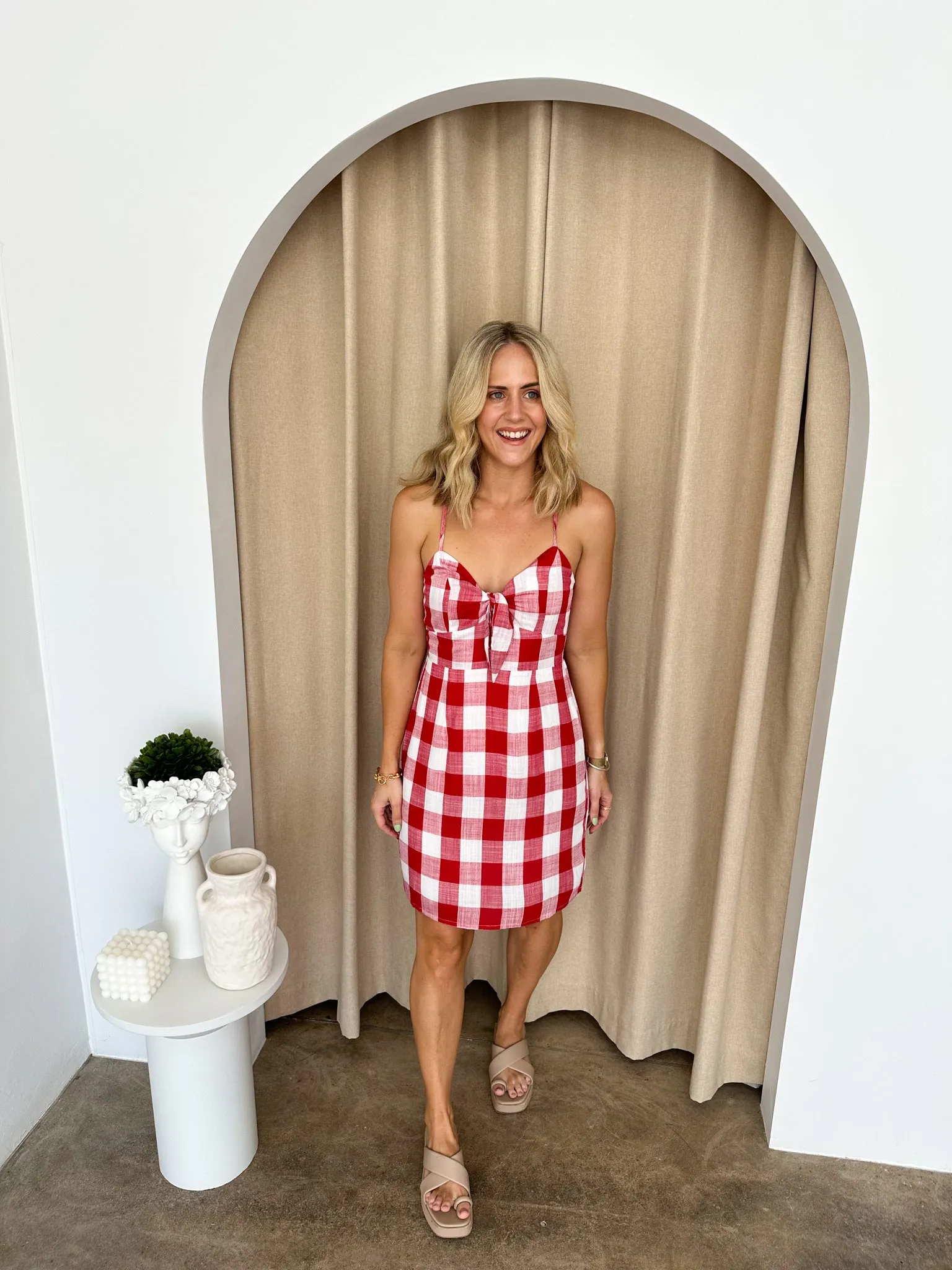 Kylie Dress -Red/white