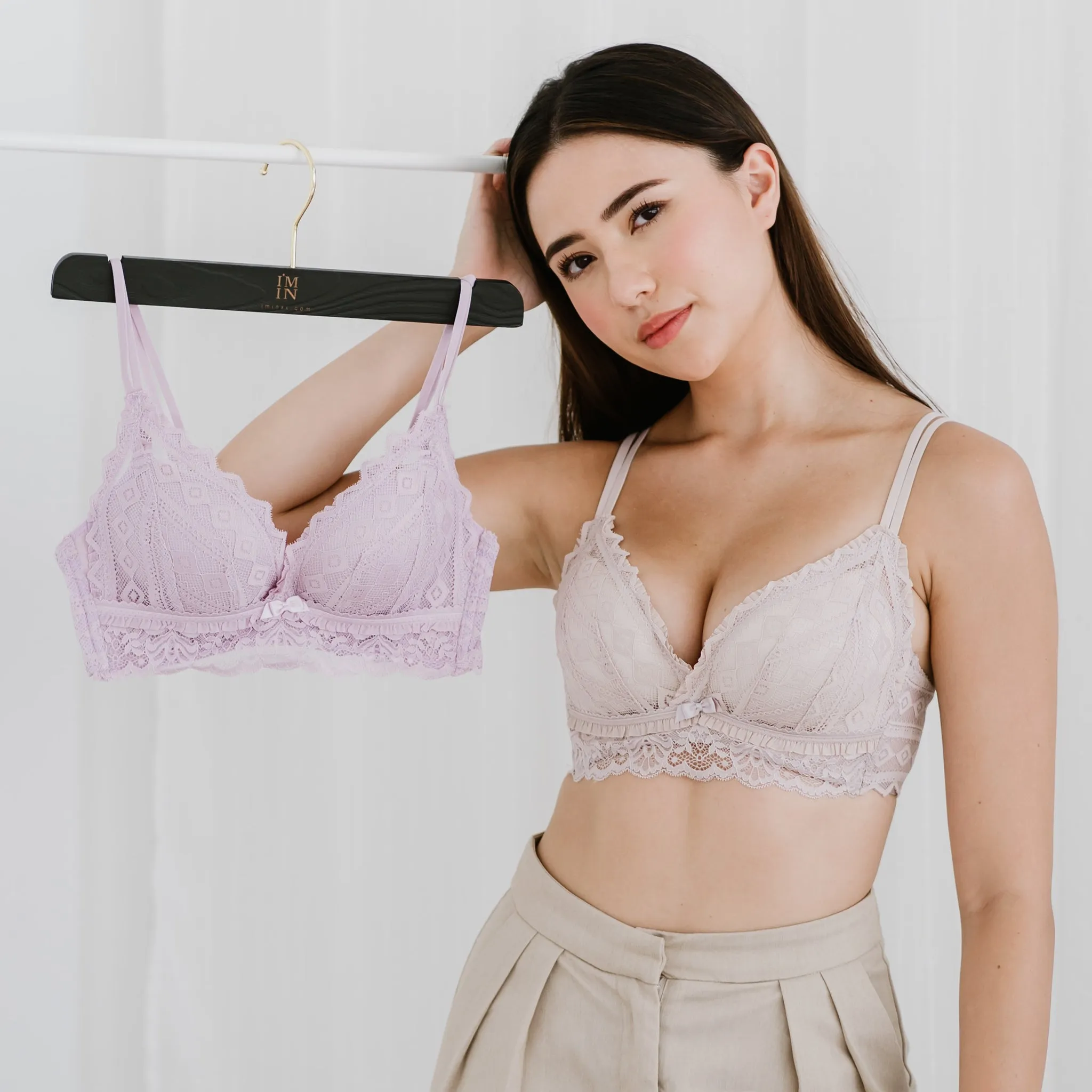 Lace Contour Super Push Up Wireless Bra in Lilac