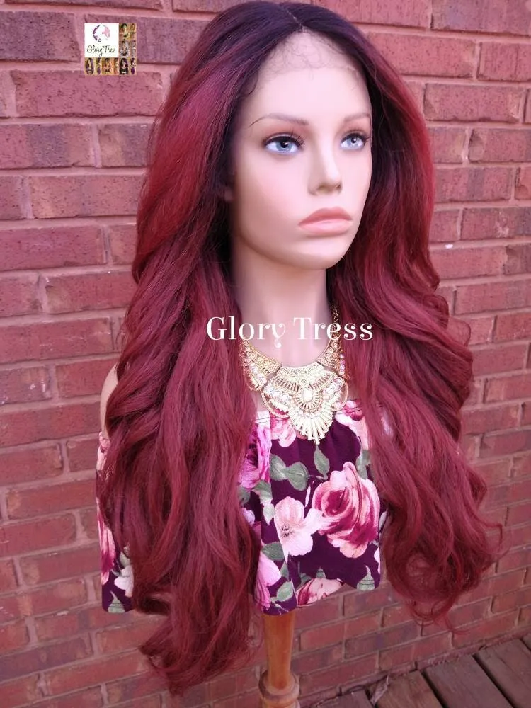 Lace Front Wig, Kinky Curly Lace Front Wig, Natural Yaki Wig, Blown Out Hairstyle, African American Wig, Ombre Copper Red, On Sale // LOVE