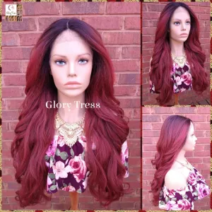 Lace Front Wig, Kinky Curly Lace Front Wig, Natural Yaki Wig, Blown Out Hairstyle, African American Wig, Ombre Copper Red, On Sale // LOVE