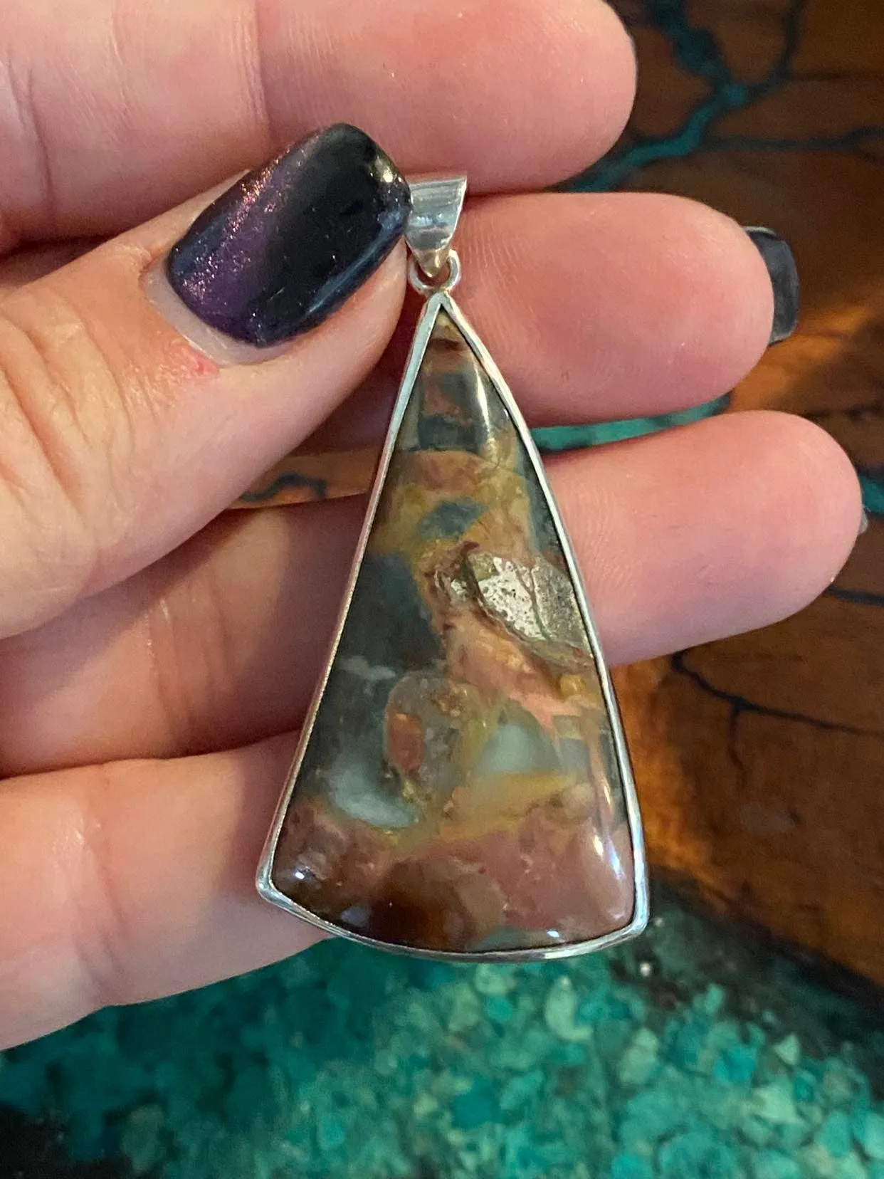 Landscape Morrisonite Pendant with sterling silver 24" adjustable chain