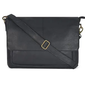 Leather Messenger Bag for Men and Women - Laptop Briefcase Bag For College, Office, Adjustable Shoulder Strap (Coal)