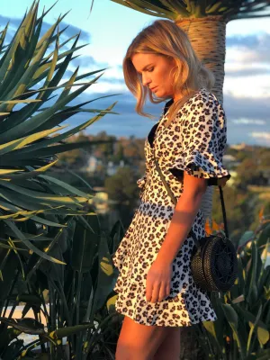 Leo Black Wrap Frill Dress