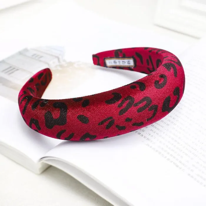 Leopard Print Red Padded Headband